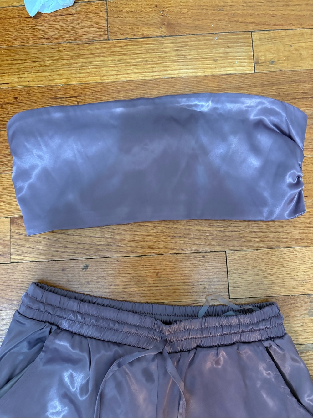 Satin Lavender High-Waist Jogger Pants - Women's Two-Piece Set - Picture 4 of 6